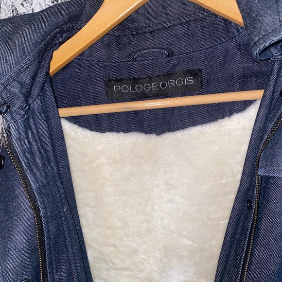 Pologeorgis Parka Blue Coat warm and stylish 
With Hood and fox fur  EUC US4 - Picture 12 of 14